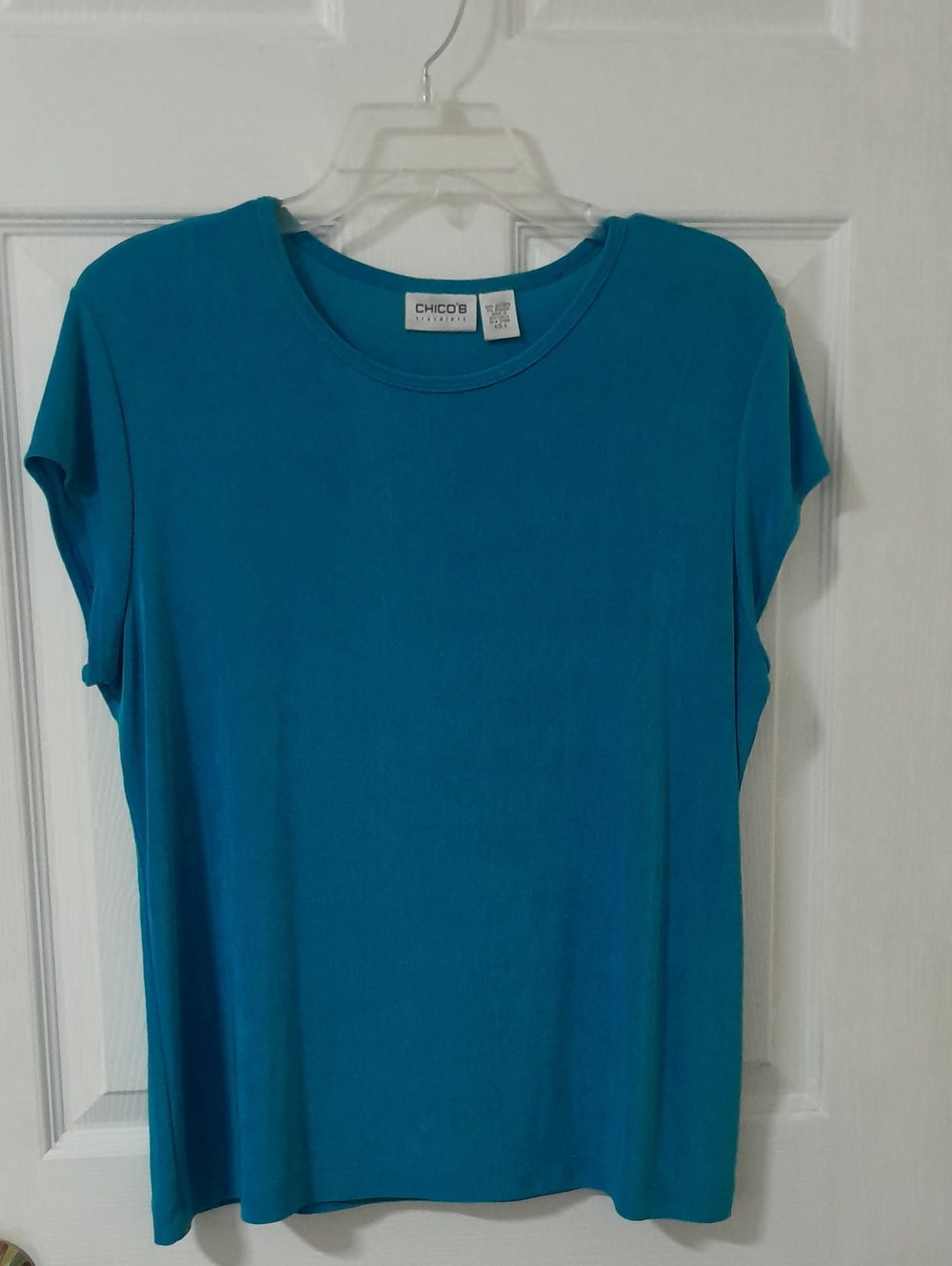 Chico's Teal Short Sleeve Crewneck Tee